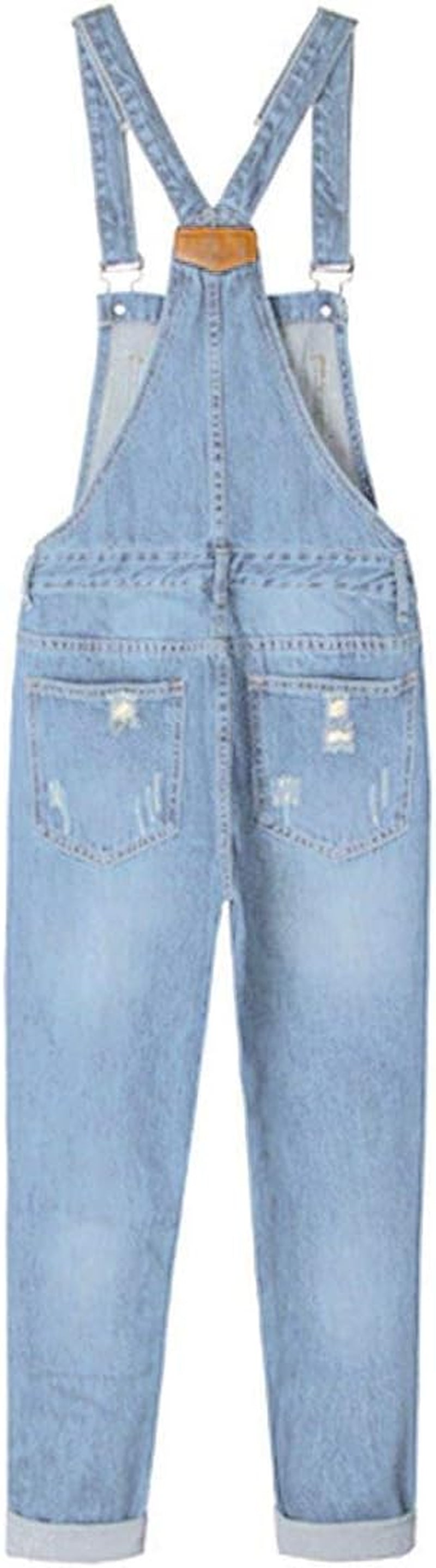 Women'S Adjustable Strap Ripped Denim Overalls