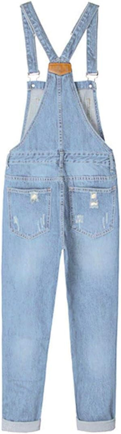 Women'S Adjustable Strap Ripped Denim Overalls